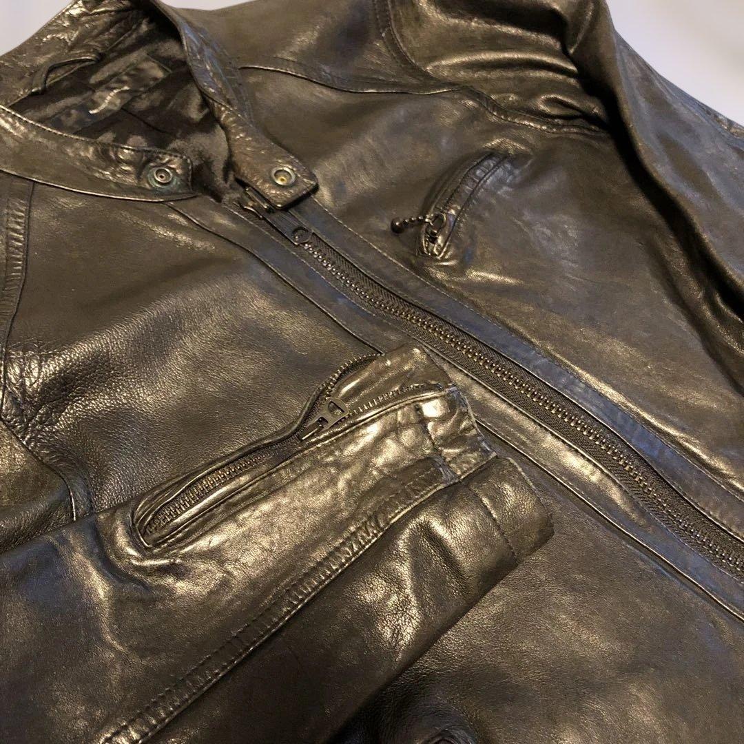 AMERICAN RAG CIEシープレザーヴィンテージ加工ライダース黒2サイズ