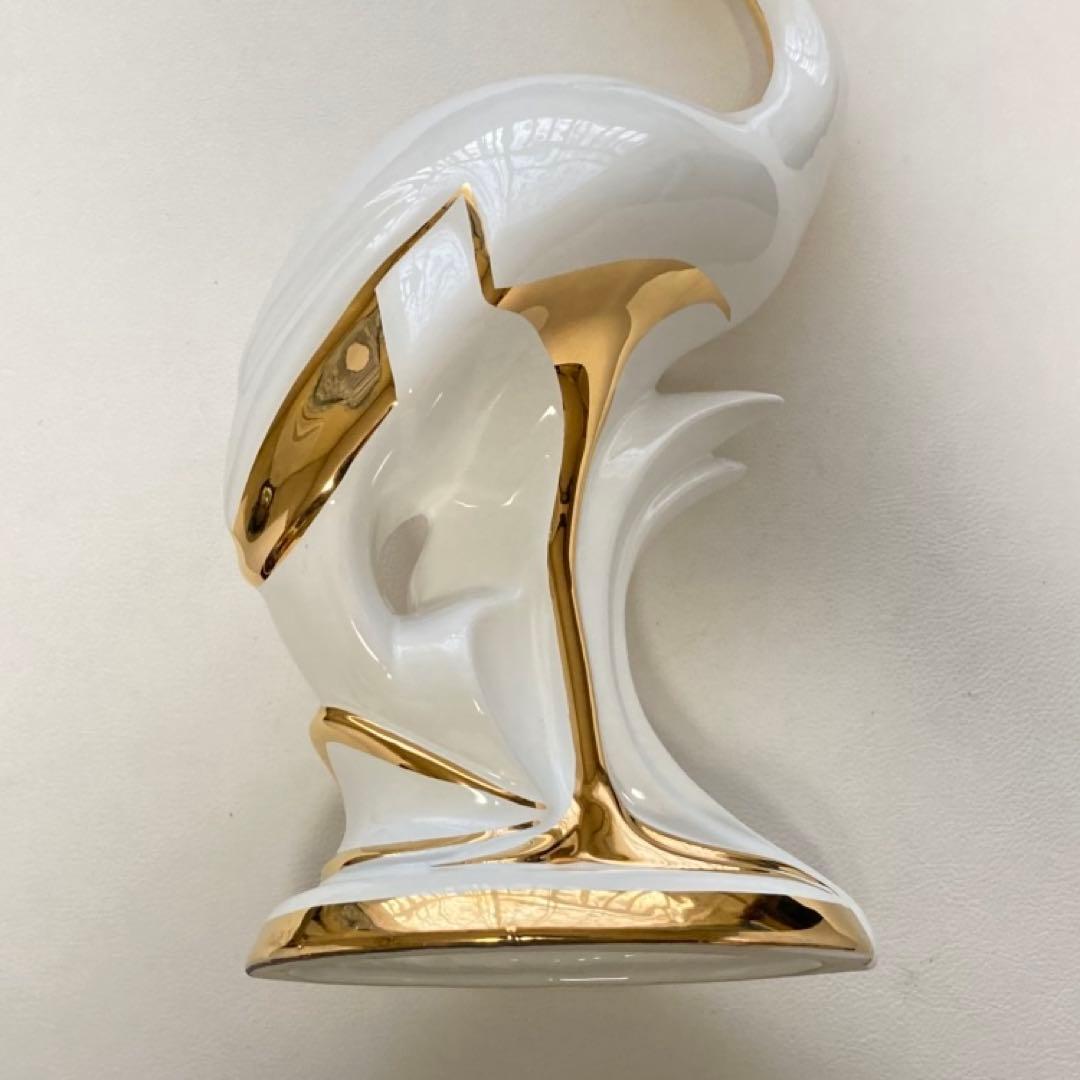 AHURA⁇ 鳥 置物 オブジェ ゴールド 金彩 白磁 陶磁器 レトロ