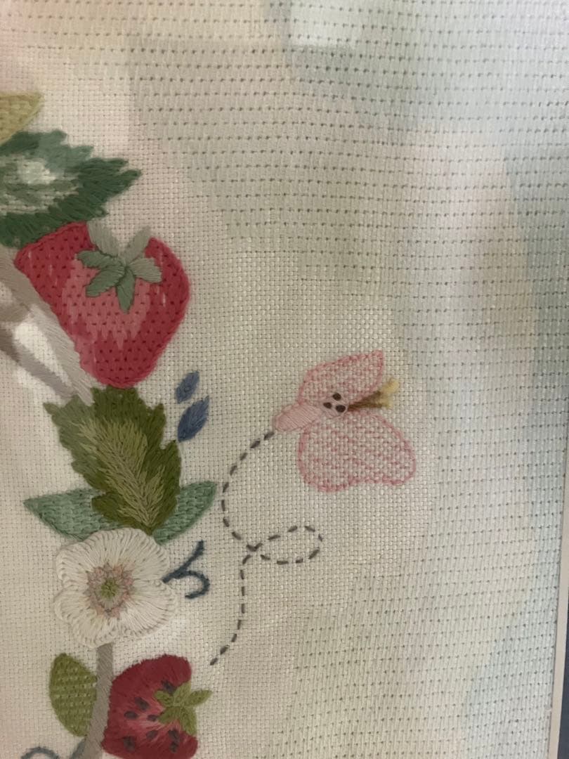 戸塚刺繍　「女の子と猫」　額入りタペストリー　【ハンドメイド作品】