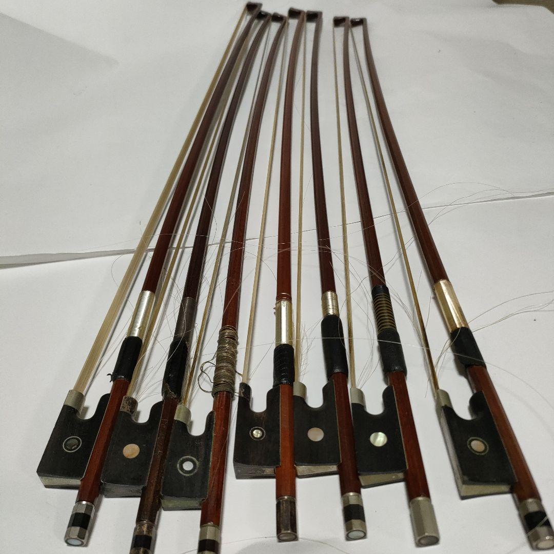 オールドバイオリン4/4　 バイオリン弓７本　修理修復の練習用に　ジャンク品