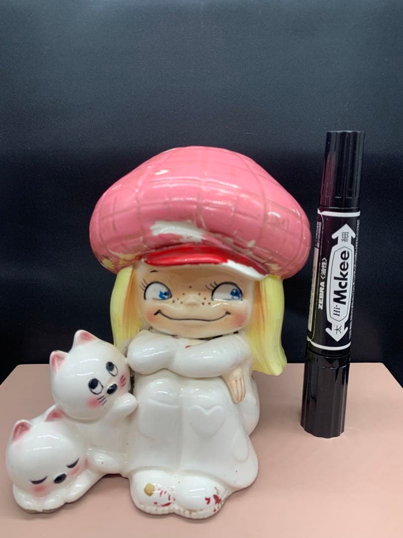 内藤ルネ　JUDY 陶器　貯金箱　ピンクの帽子