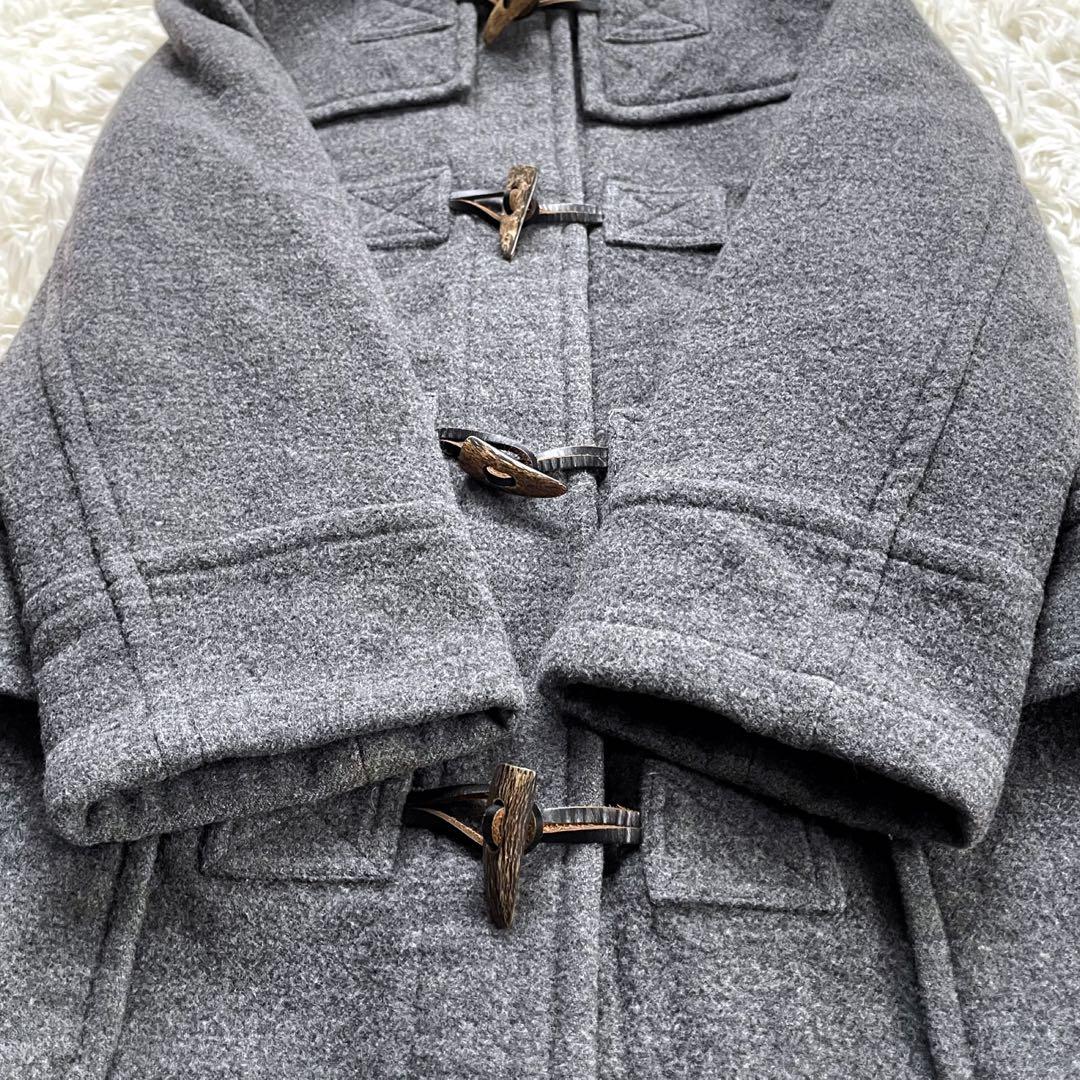 バーバリーブルーレーベルグレーフーデッドダブルコート裏ノバチェック