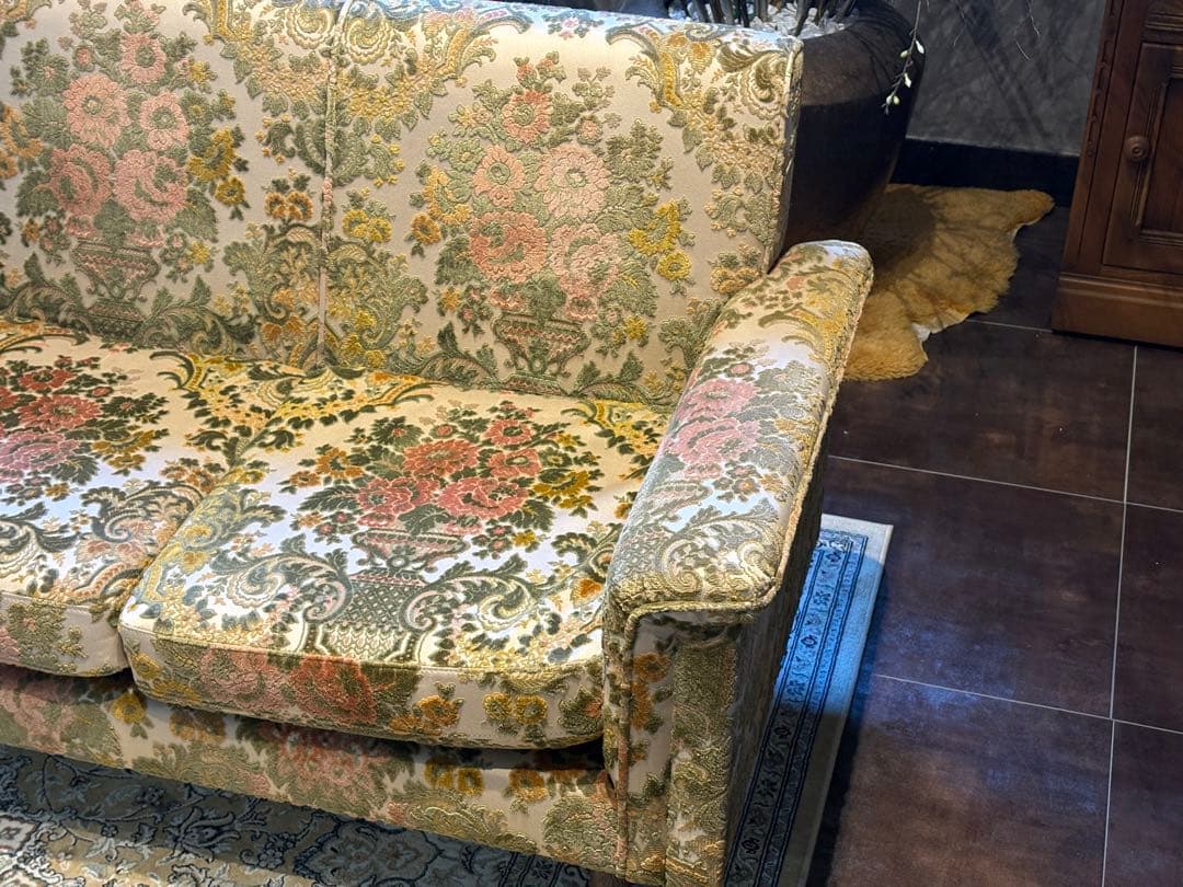 金華山織　３Pソファ　ヴィンテージ　レトロ　ヨーロピアン　クラシック　In