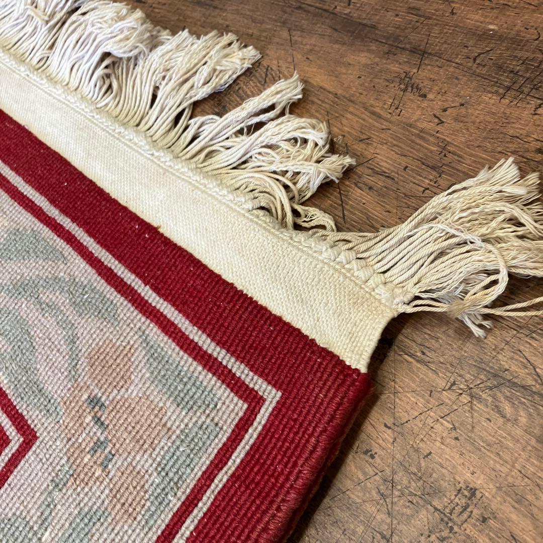 昭和レトロ ヴィンテージ 段通 フリンジ 玄関マット アクセント ラグ
