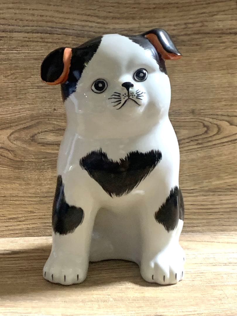 昭和レトロ　九谷焼　長峰　犬の置物　希少　激レア　ヴィンテージ品