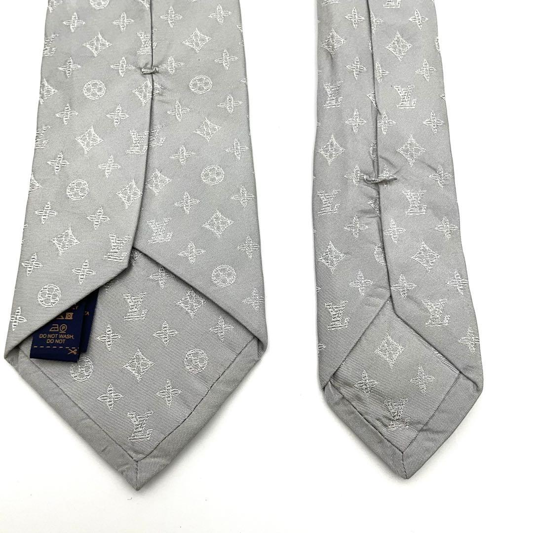 ルイヴィトン LOUIS VUITTON ネクタイ グレー シルク モノグラム