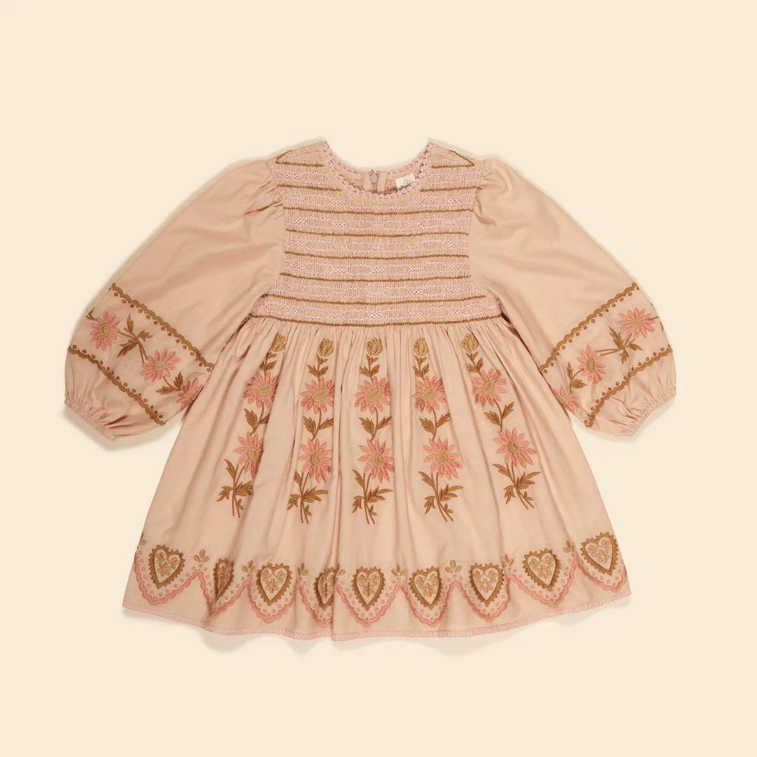 ワンピース apolina Penny Smock Dress Pink Beige 7-9
