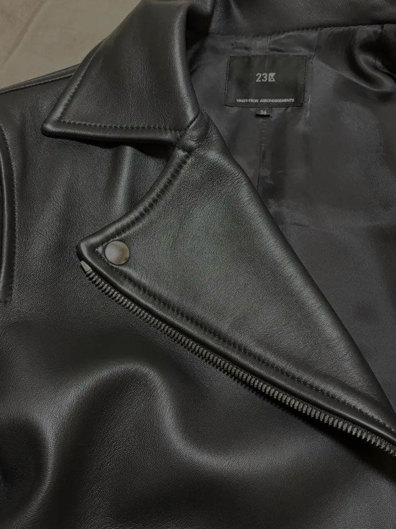 【美品】23区　本革ラムレザーダブルライダース黒　S〜M 上品上質通勤きれいめ