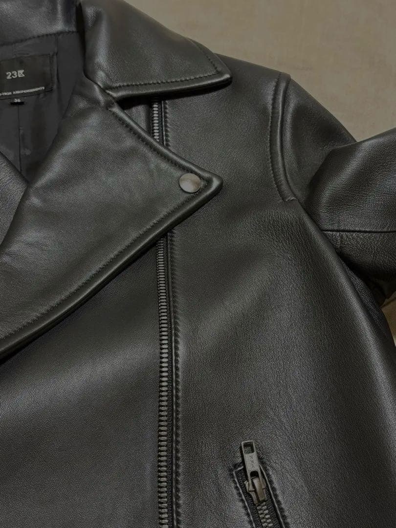 【美品】23区　本革ラムレザーダブルライダース黒　S〜M 上品上質通勤きれいめ