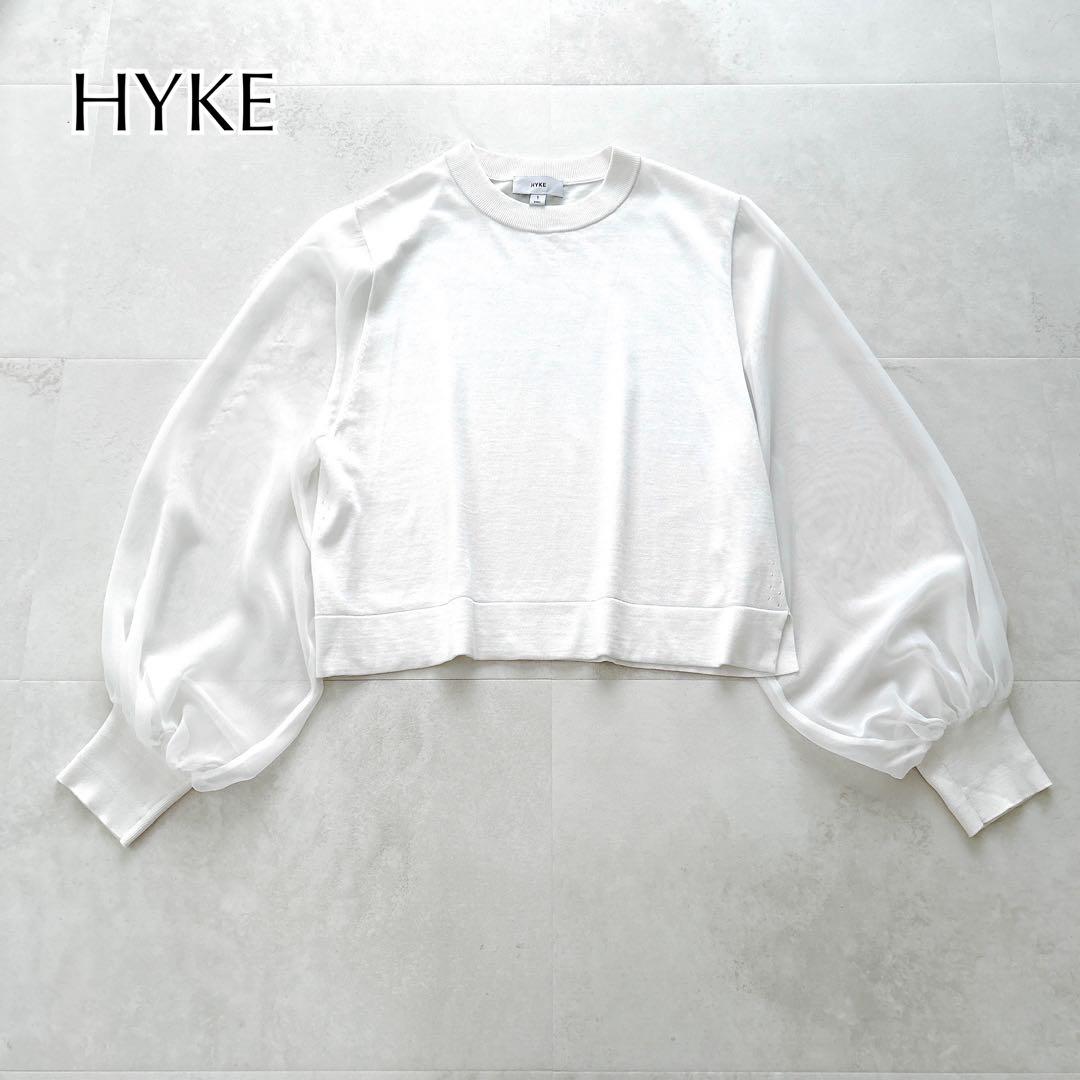 24SSハイククルーネッククロップドセーターシアースリーブ　シアーニットトップス