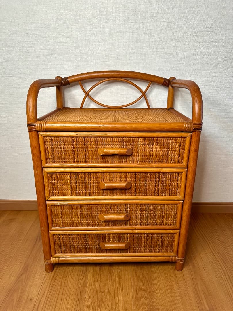 ラタンチェスト 4段 籐家具 天然素材