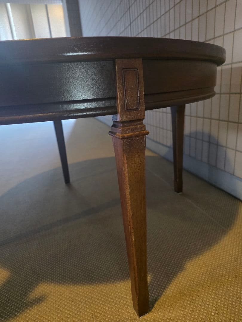 クラシック円形木製テーブル　地中海　円卓　コーヒーテーブル　ラウンドテーブル