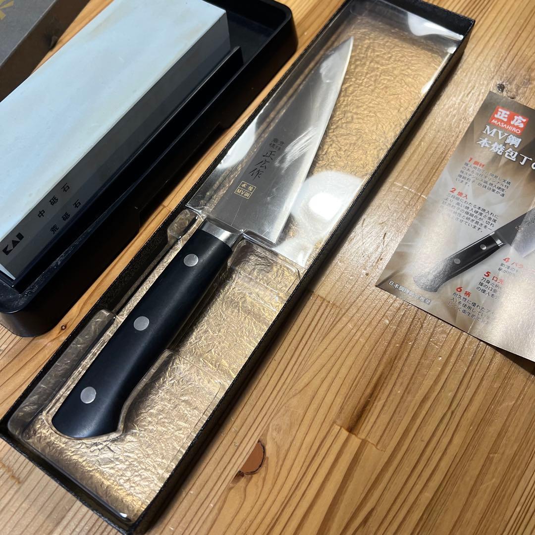 正広作 骨透 角 14806 砥石付き 中古 使用頻度少ない 箱付き