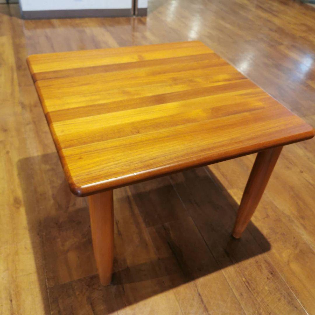 【美品】IDC大塚家具 エンドテーブル 天然木 チーク無垢材 机 サイドテーブル
