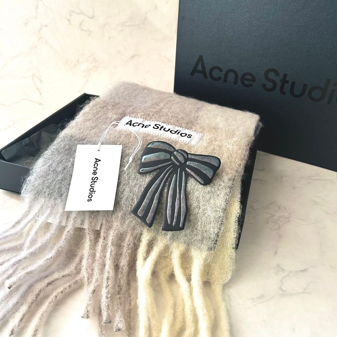 未使用級【名品】 Acne Studios アルパカ モヘアチェックスカーフ