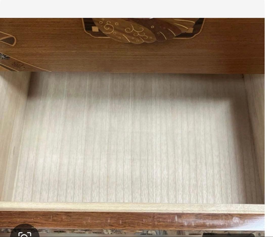 寄木箪笥　木象嵌　３段チェスト　サイドボード 整理箪笥　寄木細工　鍵付き