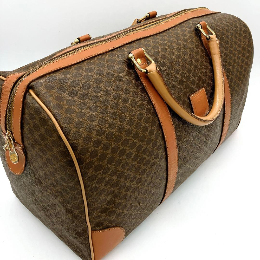 【CELINE】ボストンバッグ　旅行鞄　マカダム柄　PVC ダークブラウン