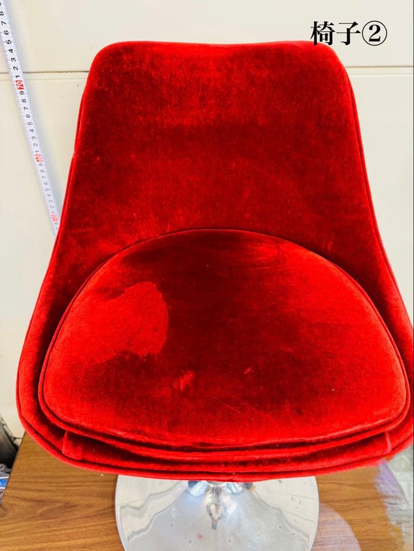 赤ベルベット カウンターチェア 2脚セット おしゃれ 固定式