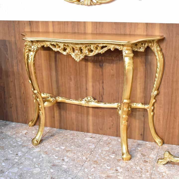 イタリア コンソールテーブル 118cm ゴールド 金箔貼り