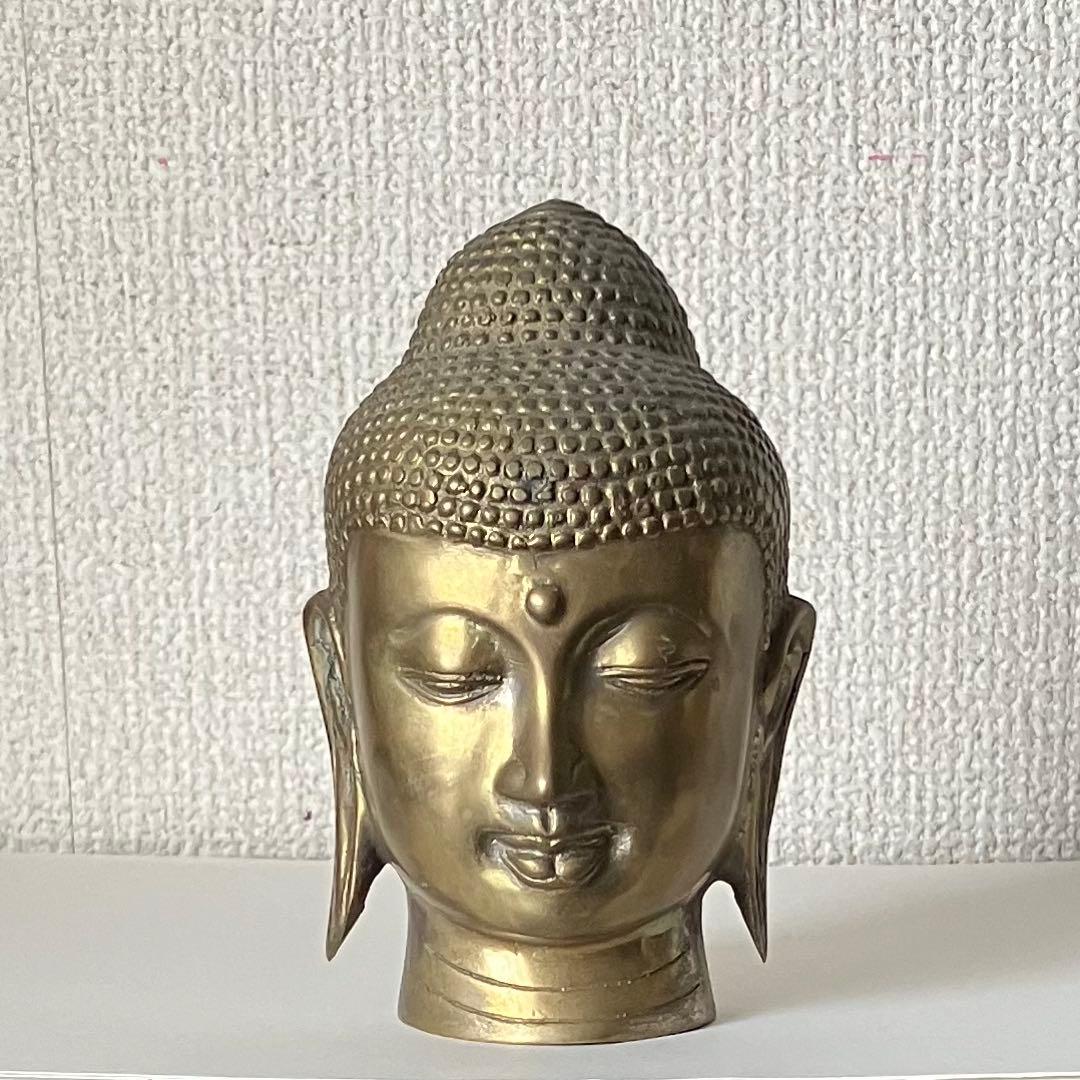 仏頭　骨董品　置物　彫刻　金属工芸品　アンティーク　ビンテージ アート　真鍮