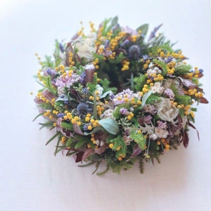 新品 未使用 ドライフラワー ミモザリース ミモザ 【ご予約】