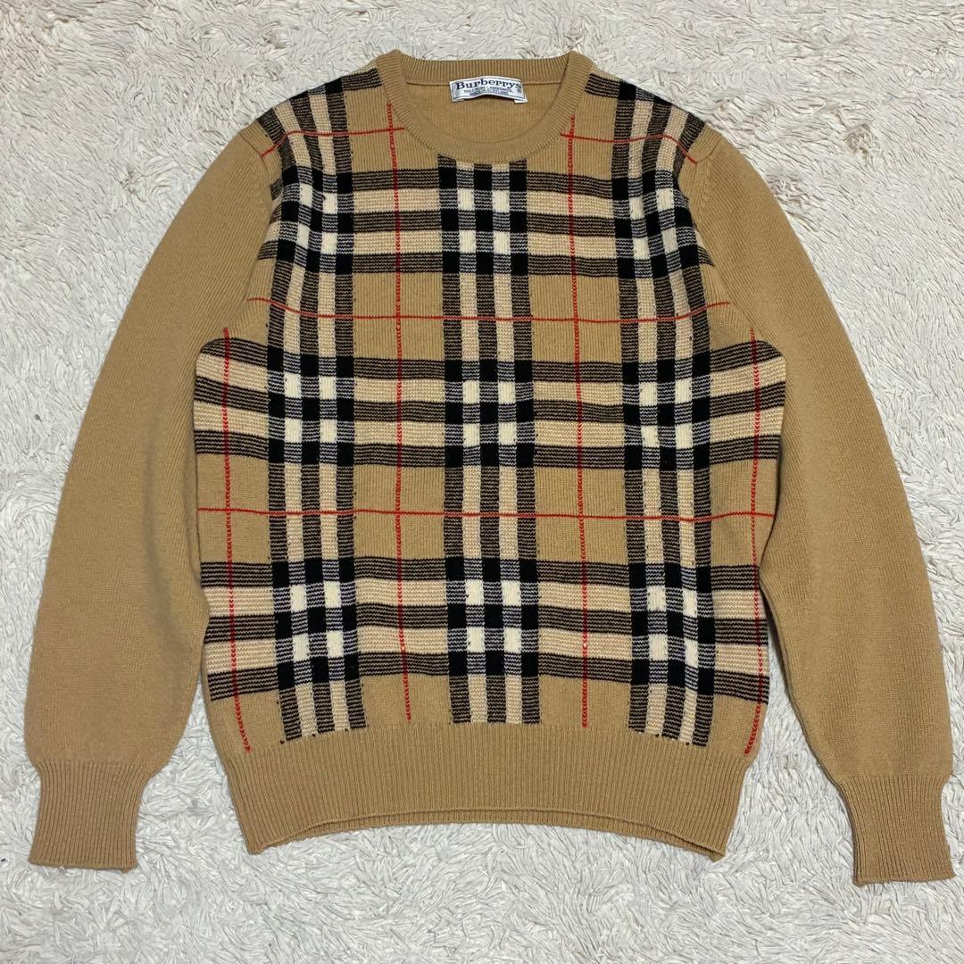 BURBERRY 美品 バーバリーズ ウール ノバチェック ニット セーター