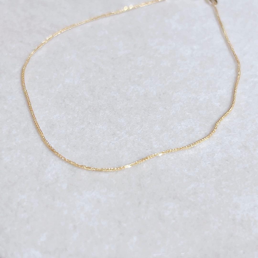 K18イエローゴールド チェーンブレスレット 華奢 シンプル