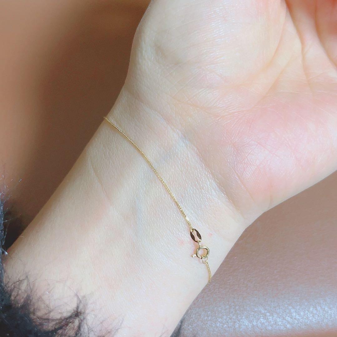 K18イエローゴールド チェーンブレスレット 華奢 シンプル