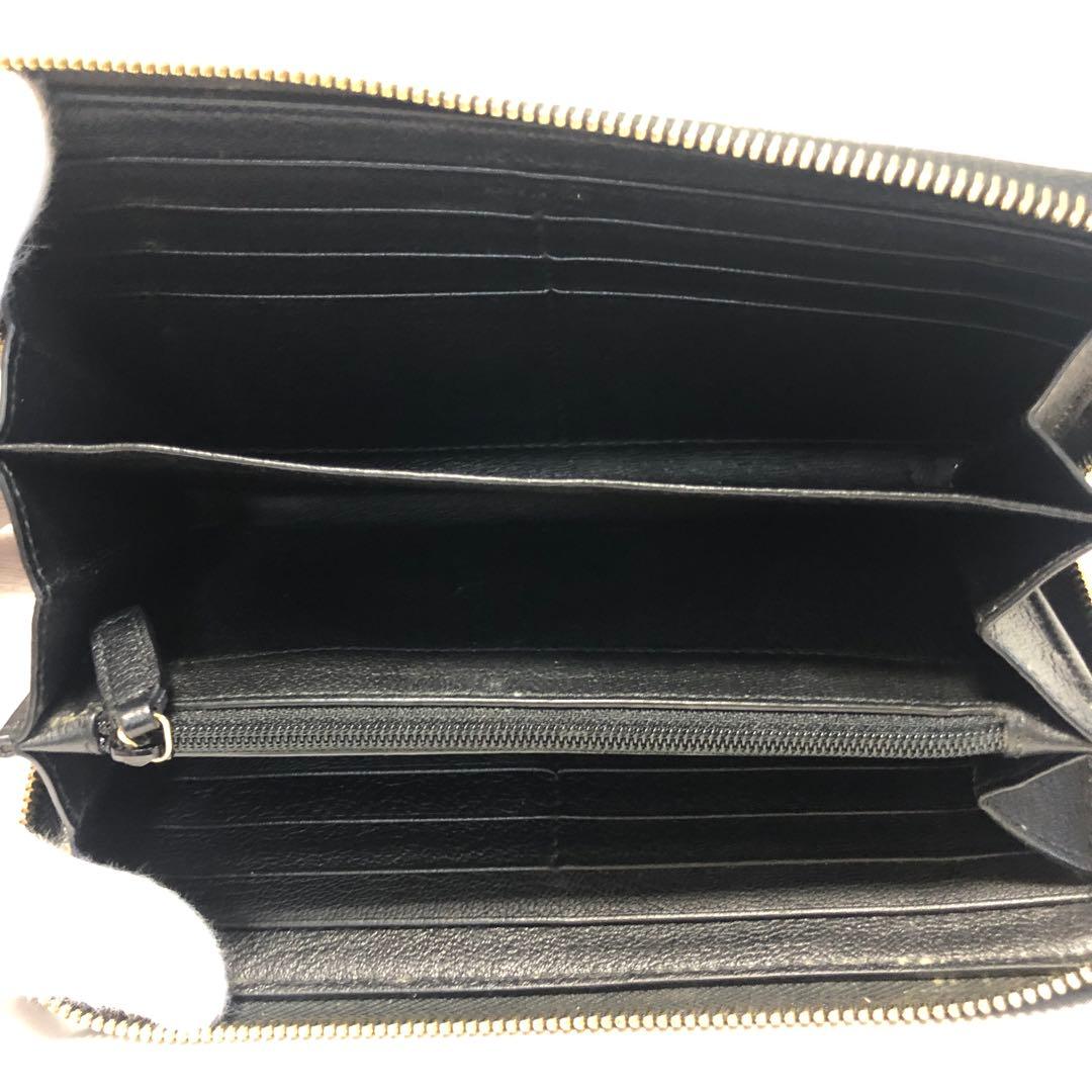 極美品　イヴサンローラン　長財布　エンボスロゴ　YSL　ラウンドファスナー　黒