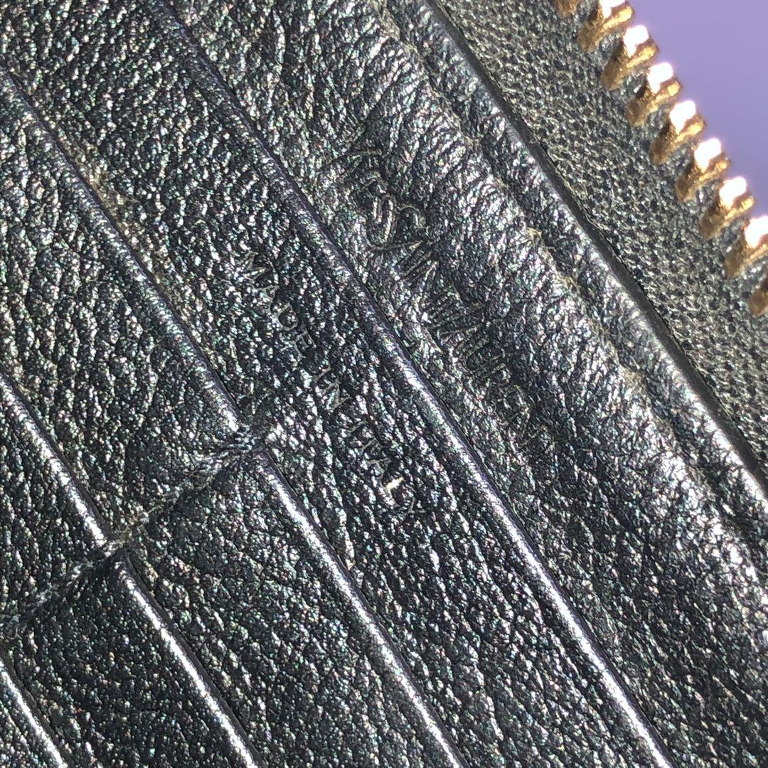 極美品　イヴサンローラン　長財布　エンボスロゴ　YSL　ラウンドファスナー　黒