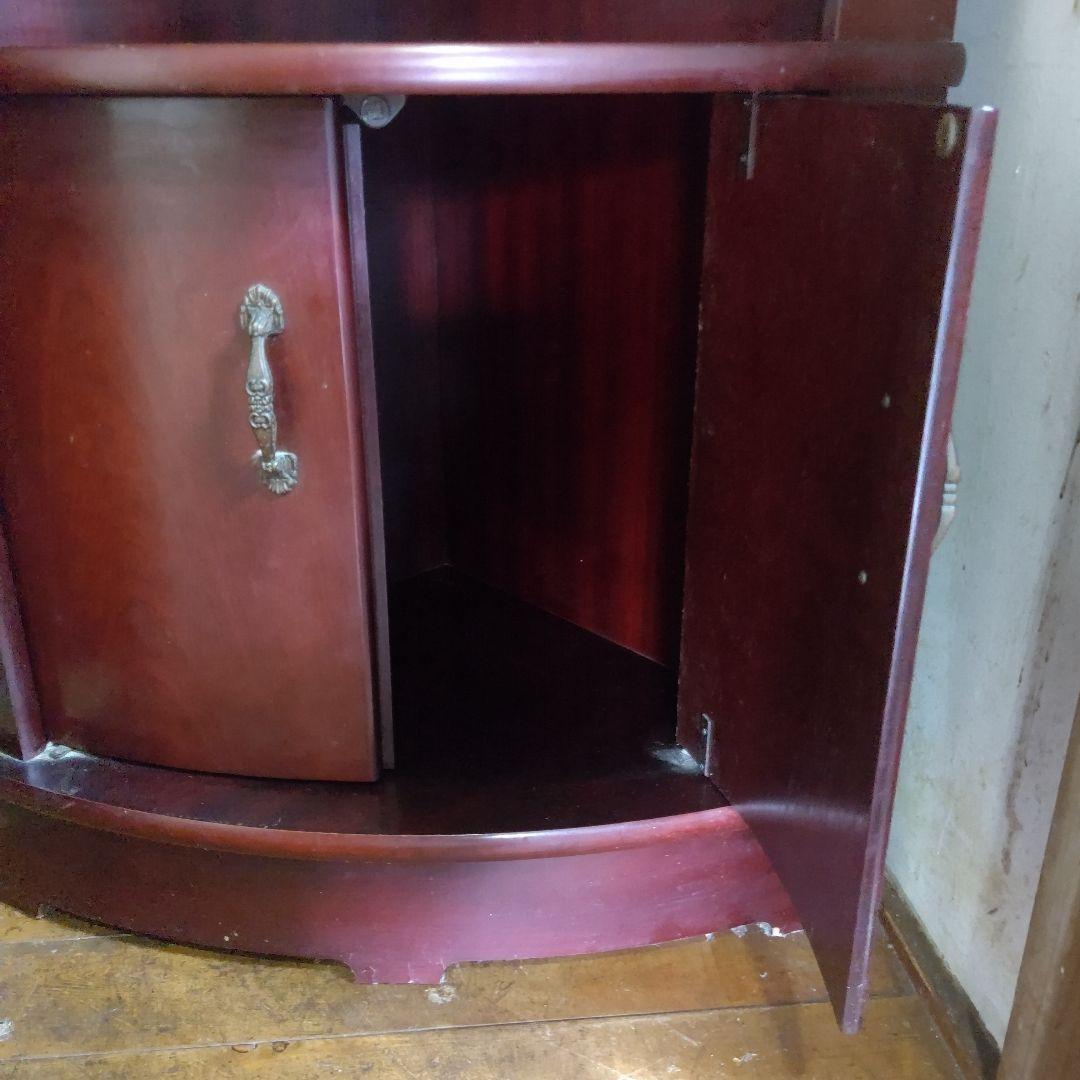 【お値下げ】木製コーナーキャビネット ダークレッド