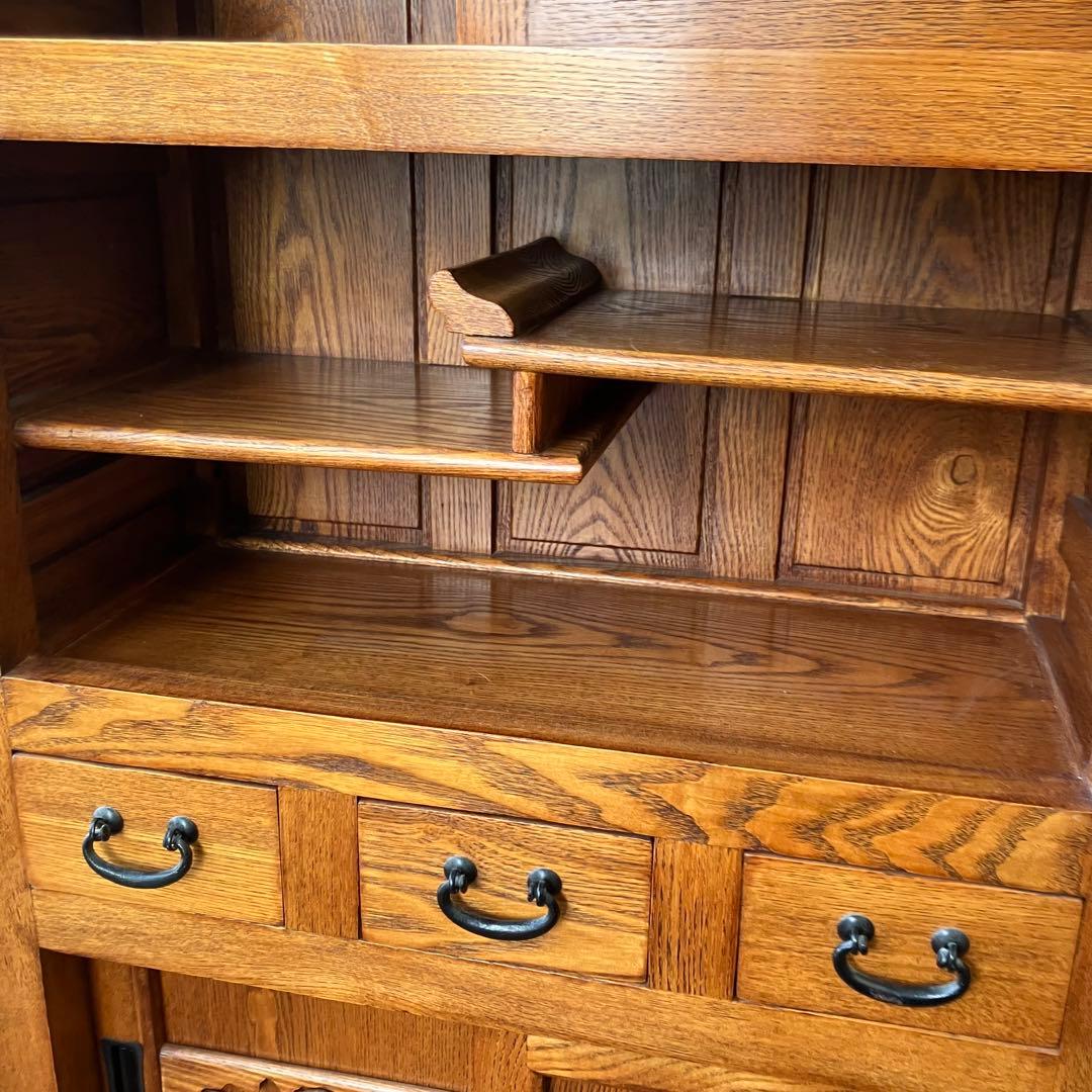 水屋箪笥 和箪笥 飾り棚 茶箪笥 欅材 ケヤキ 無垢材 古家具 時代家具 レトロ