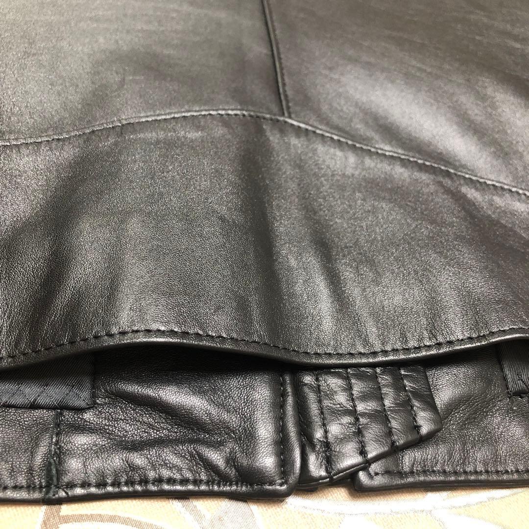 極美品❣️大きいサイズ本革（羊）ノーカラージャケット