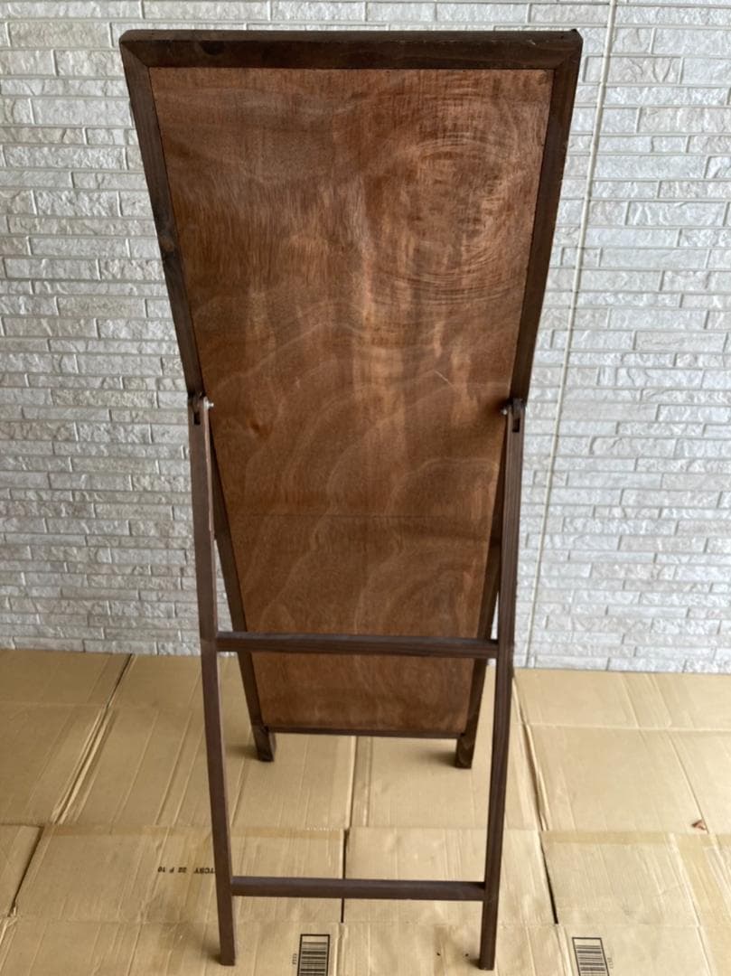 アンティーク スタンドミラー 姿見 ドア風 木製 扉付き ヴィンテージ  鏡