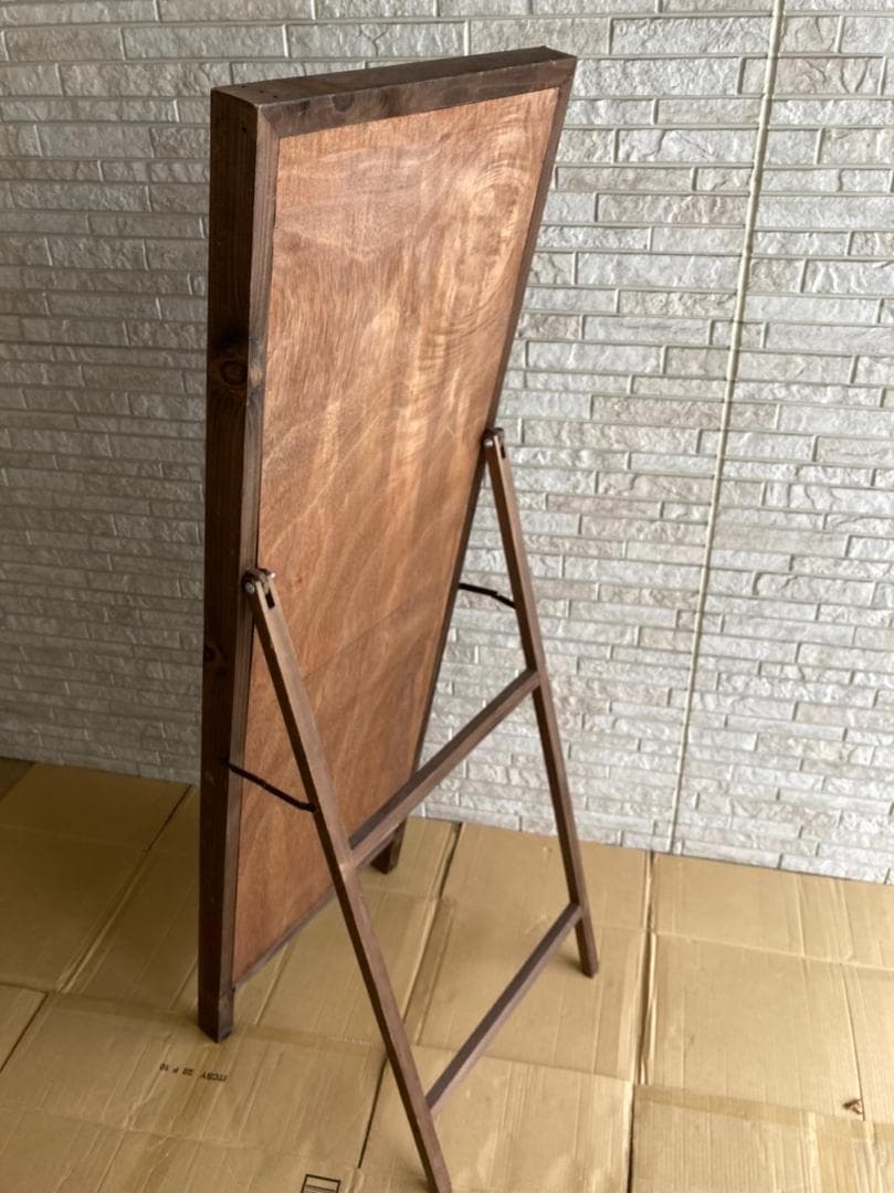 アンティーク スタンドミラー 姿見 ドア風 木製 扉付き ヴィンテージ  鏡