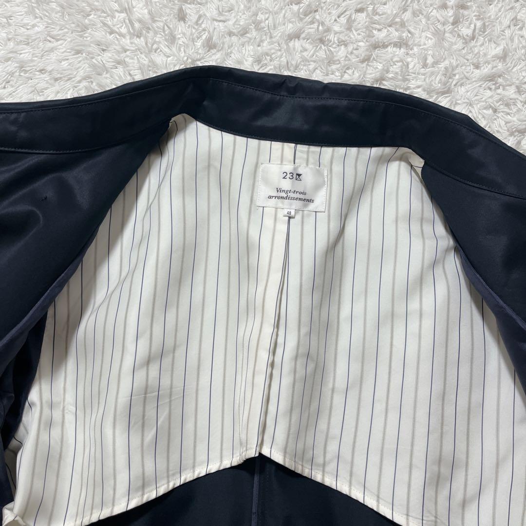 極美品✨23区 ダブルブレスト トレンチコート　ミドル丈　紺　ベルト　48