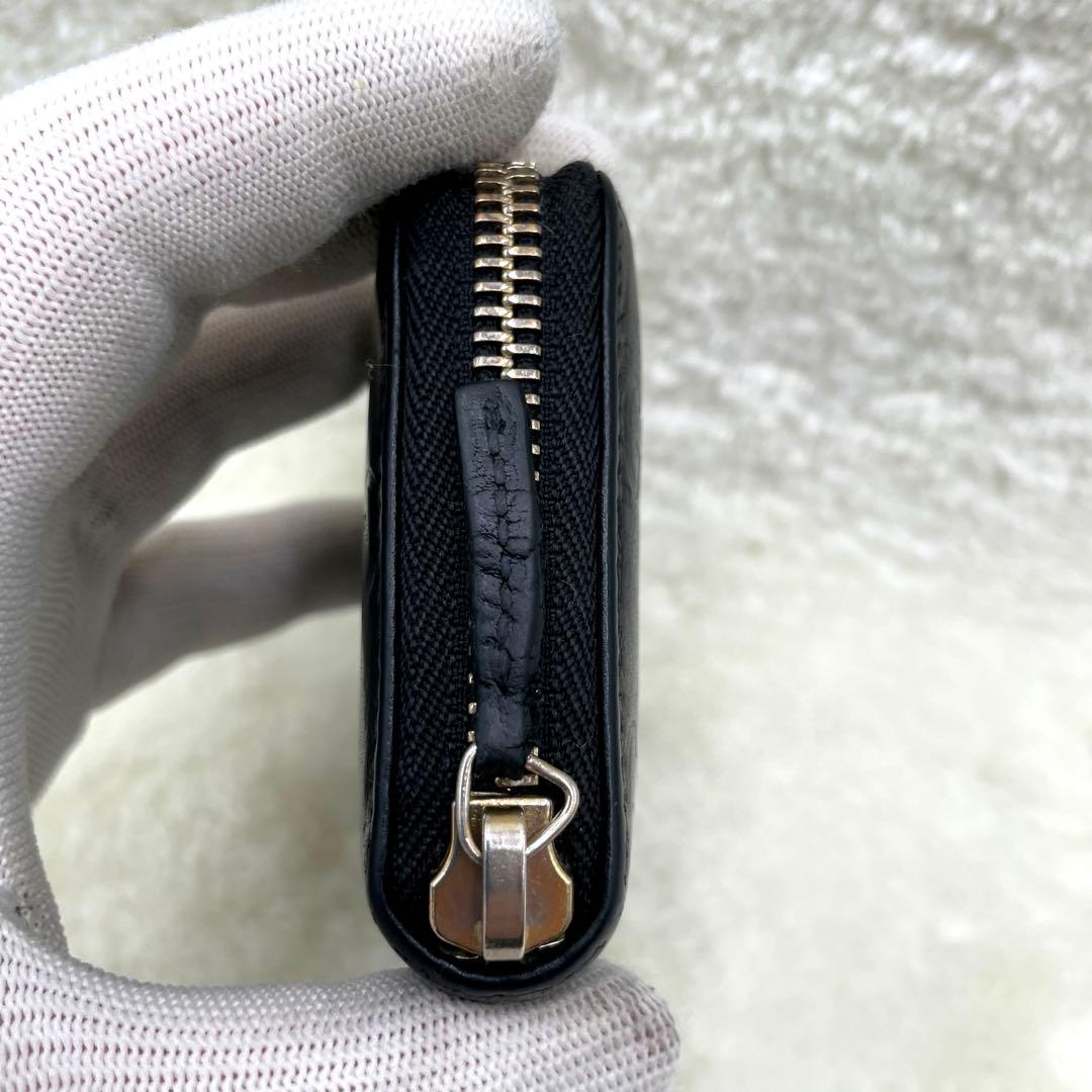 美品　GUCCI ラウンドファスナー　シマ　　ケース　レザー　ブラック