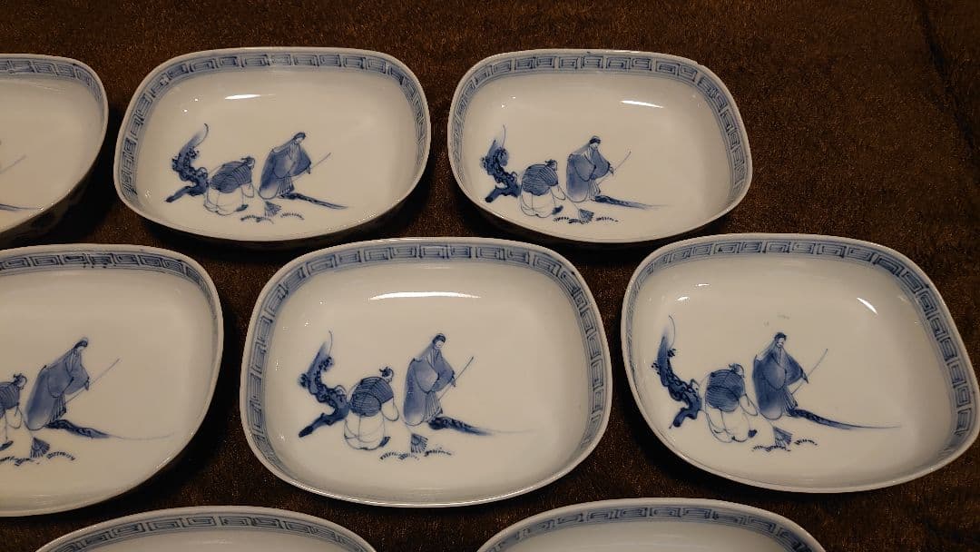 古伊万里　伊万里　染付　江戸期　大名　菓子皿　楕円皿　蔵出し　10客