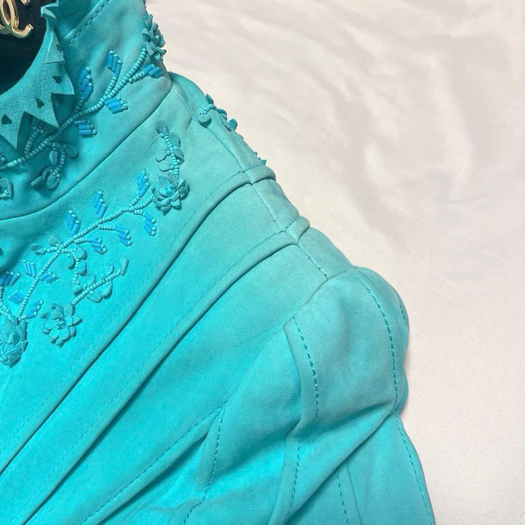 CLASS Roberto Cavalli レザー ジャケット レース ビジュー