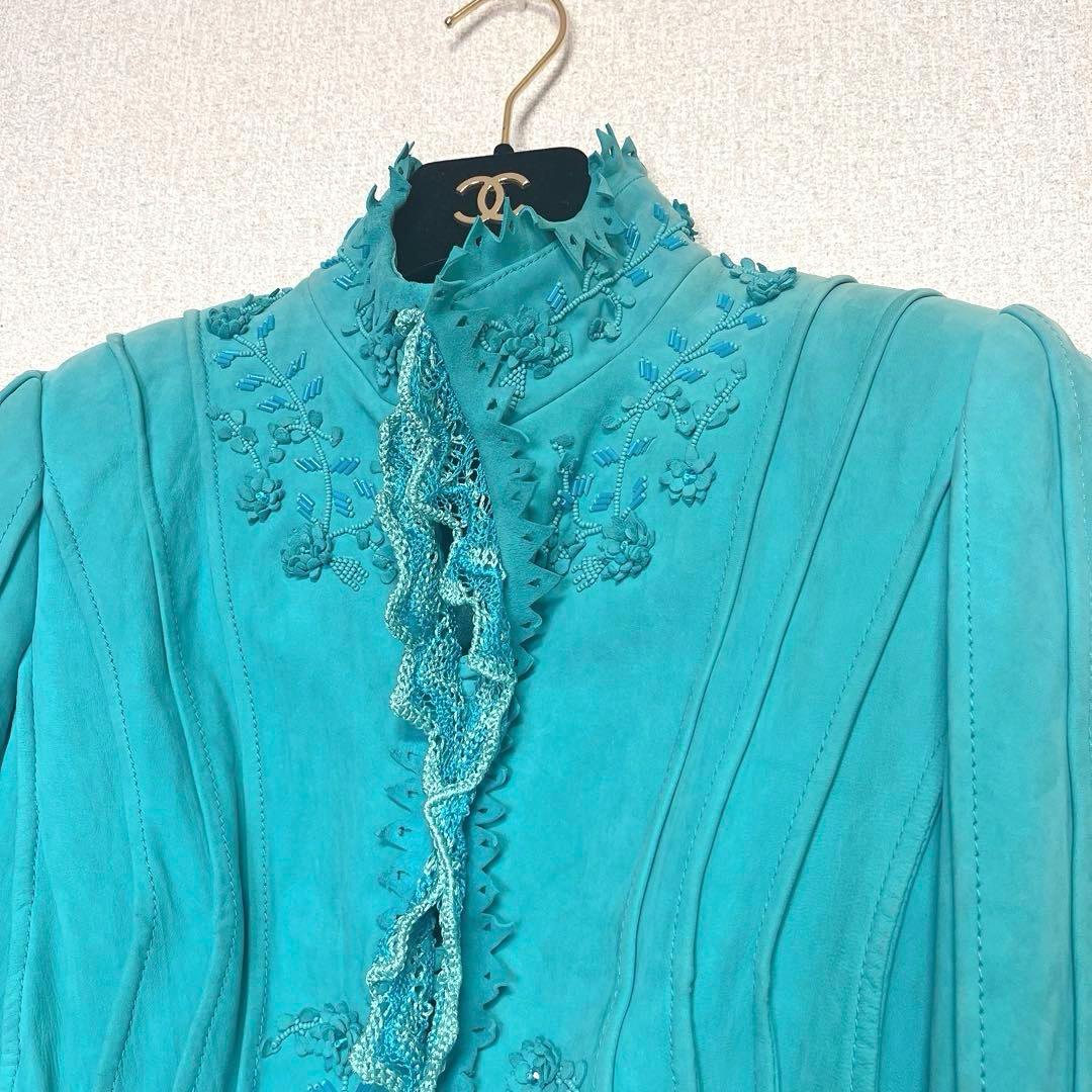 CLASS Roberto Cavalli レザー ジャケット レース ビジュー