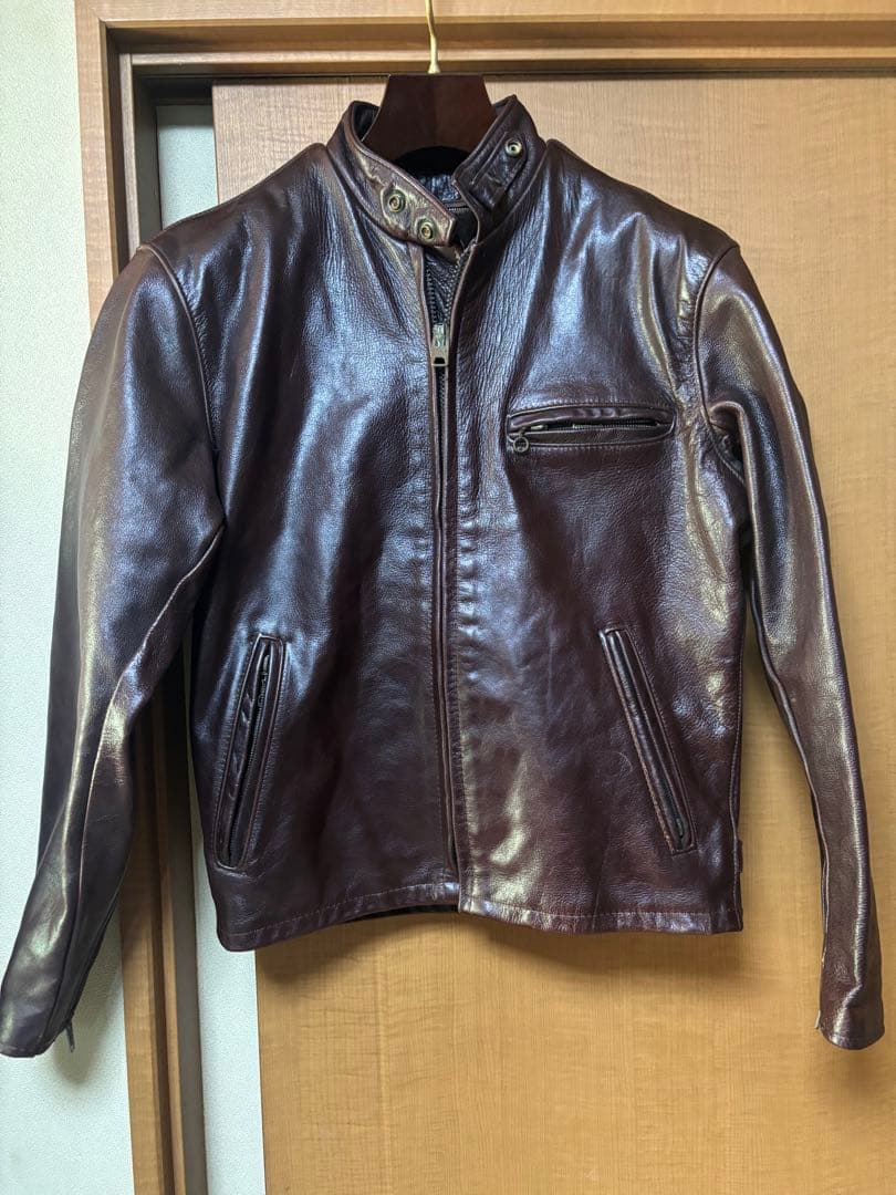 美品　schott 641 シングルライダースジャケット　38 ダークブラウン