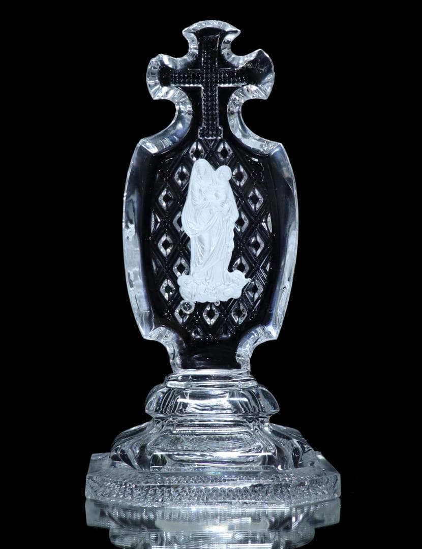 オールド・バカラ 激レア1830年頃セラミック マドンナ&チャイルド 十字架置物
