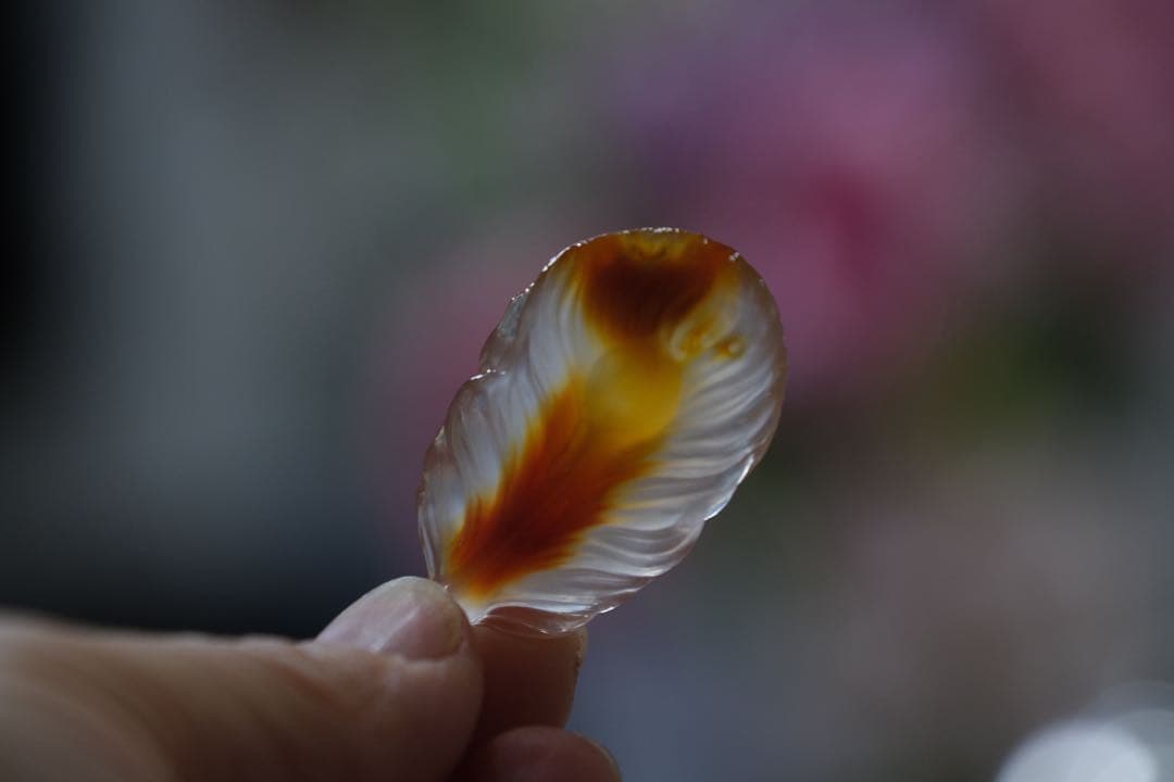 ゴビ石−1328 ゴビ瑪瑙　彫刻『羽毛』