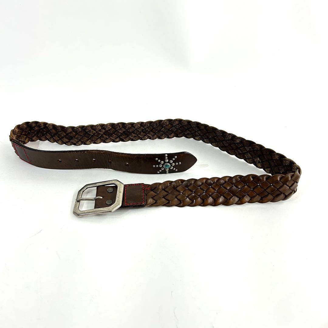 HTC レザー　スタッズベルト 太幅ベルト　サイズ36