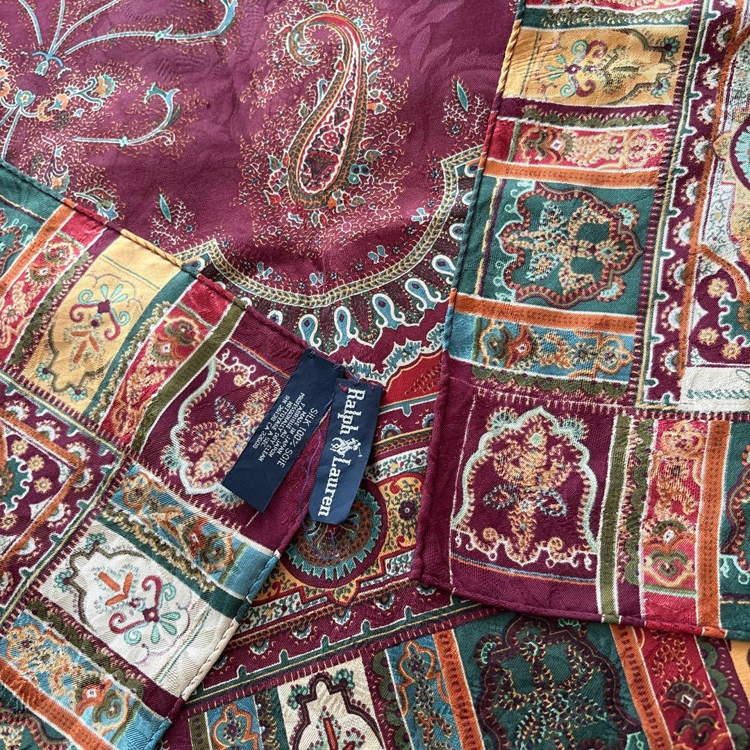 ラルフローレン　シルク　スカーフ　ペイズリー　RALPH LAUREN SILK