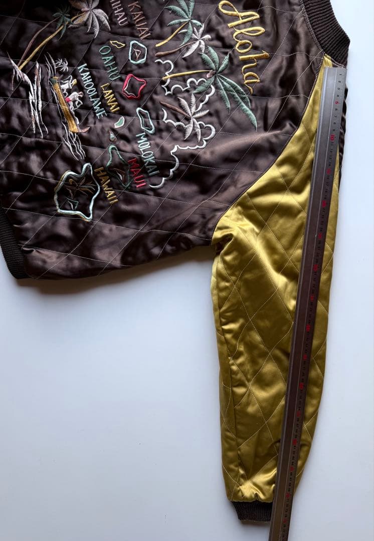 ヴィンテージ・ビンテージ品★テーラー東洋ハワイベロア刺繍スカジャン ブラウンL