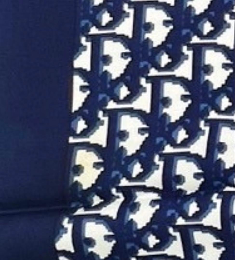 クリスチャンディオール　スカーフ　大判　ロゴ　シルク　トロッター　ネイビー