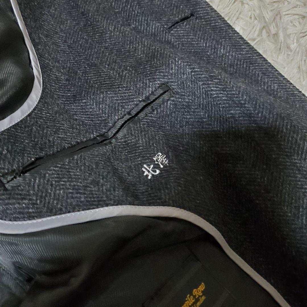 美品 サヴィルロウ カシミヤ100% ステンカラーコート ヘリンボーン L