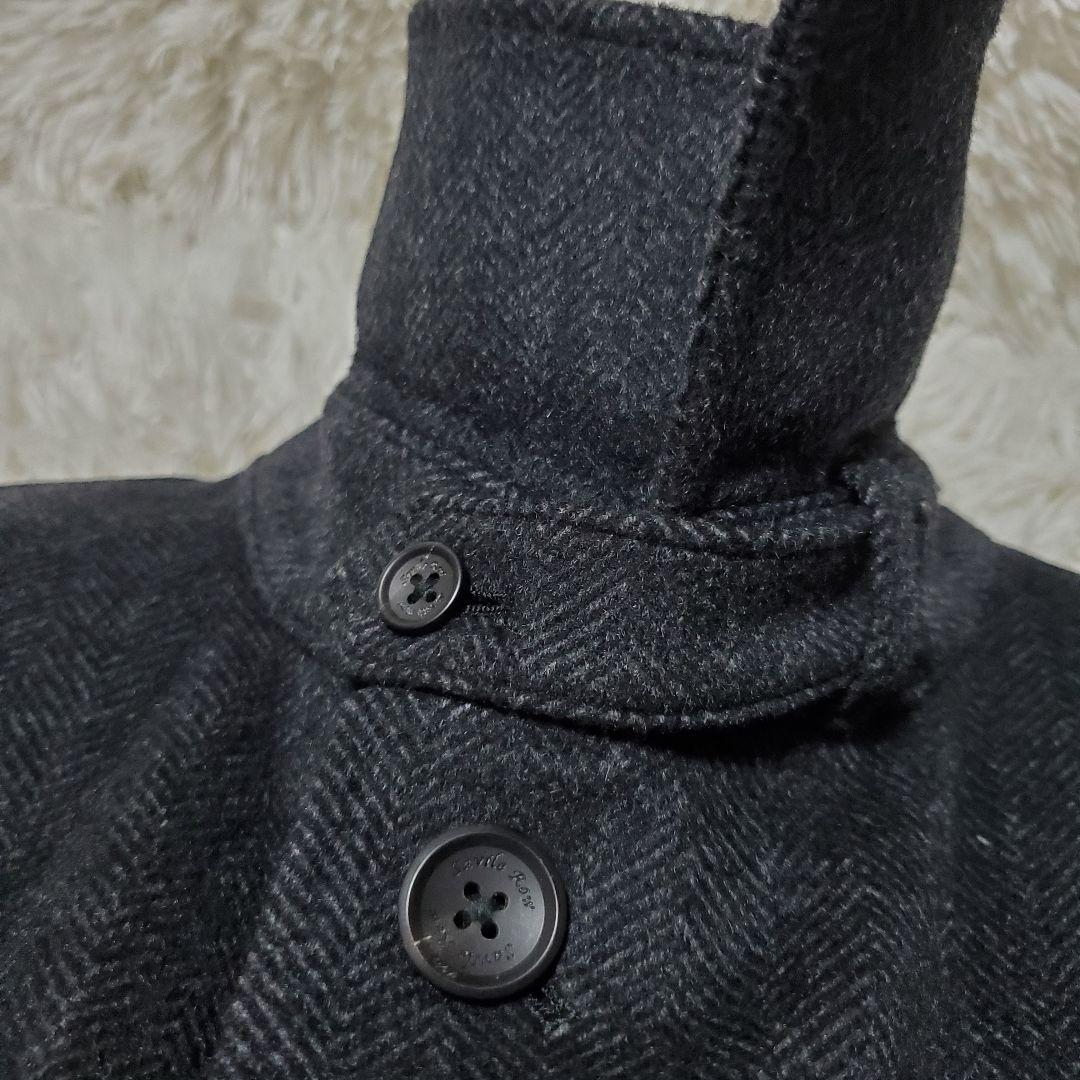 美品 サヴィルロウ カシミヤ100% ステンカラーコート ヘリンボーン L