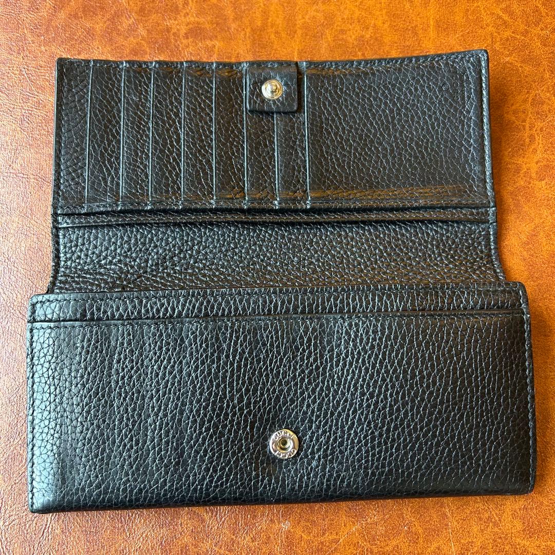 【美品】　GUCCI グッチ　黒 レザー 長財布